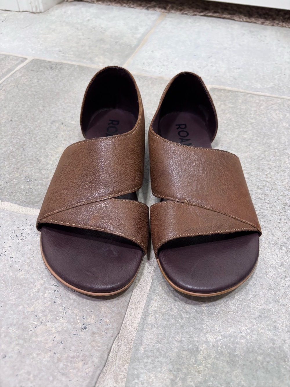 ROAN Irie Leather Slip On Sandals Women’s 7 Brown
